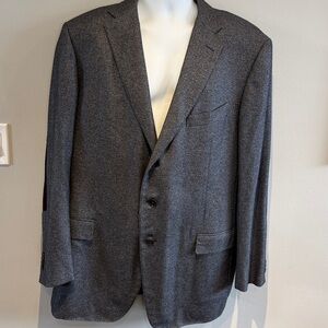 Ermenegildo Zegna Silk and Cashmere Charcoal Blazer with Brown Accents